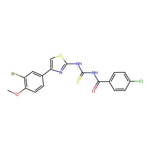 N-((4-(3-bromo-4-methoxyphenyl)thiazol-2-yl)carbamothioyl)-4-chlorobenzamide structure