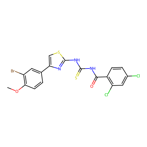 N-{[4-(3-bromo-4-methoxyphenyl)-1,3-thiazol-2-yl]carbamothioyl}-2,4-dichlorobenzamide structure