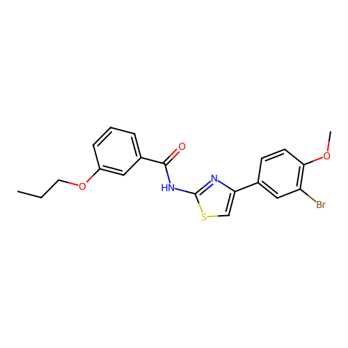 N-[4-(3-bromo-4-methoxyphenyl)-1,3-thiazol-2-yl]-3-propoxybenzamide structure