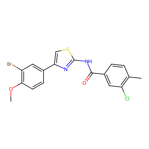N-[4-(3-bromo-4-methoxyphenyl)-1,3-thiazol-2-yl]-3-chloro-4-methylbenzamide structure