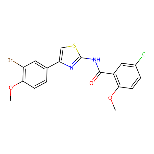 N-[4-(3-bromo-4-methoxyphenyl)-1,3-thiazol-2-yl]-5-chloro-2-methoxybenzamide structure
