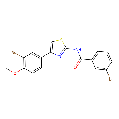 3-bromo-N-[4-(3-bromo-4-methoxyphenyl)-1,3-thiazol-2-yl]benzamide structure