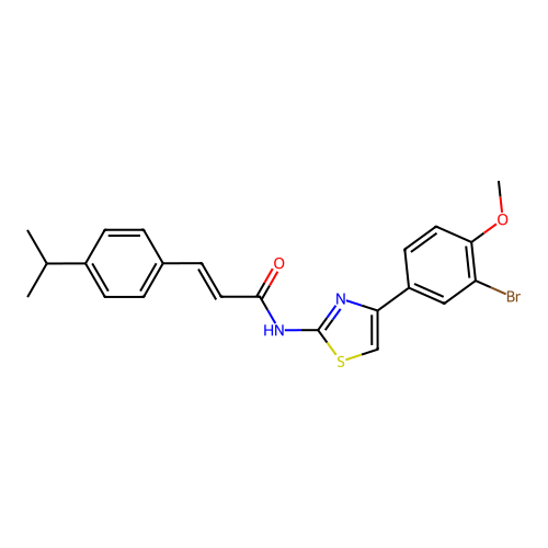 (E)-N-(4-(3-bromo-4-methoxyphenyl)thiazol-2-yl)-3-(4-isopropylphenyl)acrylamide structure