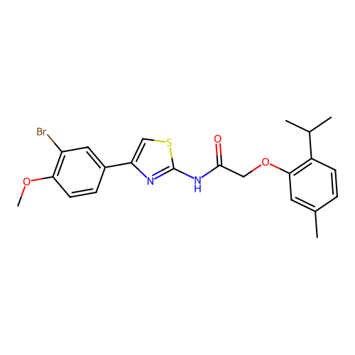 N-(4-(3-bromo-4-methoxyphenyl)thiazol-2-yl)-2-(2-isopropyl-5-methylphenoxy)acetamide structure