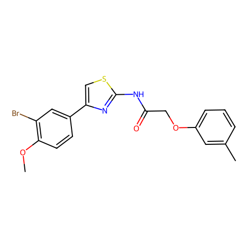 N-[4-(3-bromo-4-methoxyphenyl)-1,3-thiazol-2-yl]-2-(3-methylphenoxy)acetamide structure