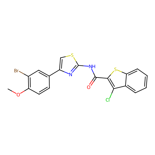 N-(4-(3-bromo-4-methoxyphenyl)thiazol-2-yl)-3-chlorobenzo[b]thiophene-2-carboxamide structure