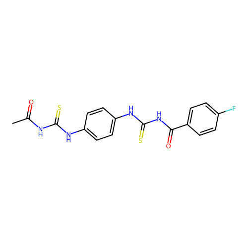 N-((4-(3-acetylthioureido)phenyl)carbamothioyl)-4-fluorobenzamide structure