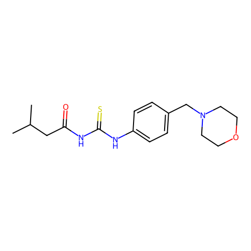 3-methyl-N-((4-(morpholinomethyl)phenyl)carbamothioyl)butanamide structure