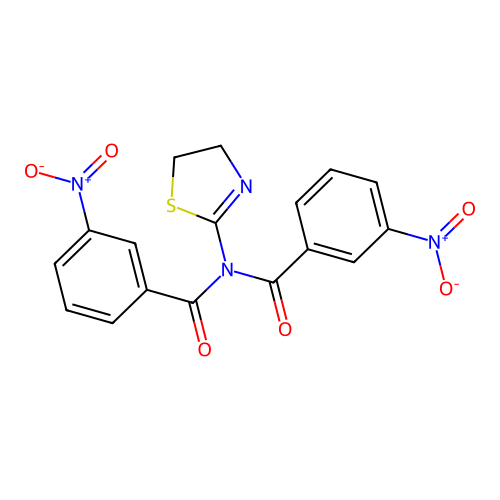 N-(4,5-dihydro-1,3-thiazol-2-yl)-3-nitro-N-[(3-nitrophenyl)carbonyl]benzamide structure