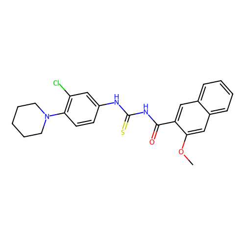 N-{[3-chloro-4-(piperidin-1-yl)phenyl]carbamothioyl}-3-methoxynaphthalene-2-carboxamide structure