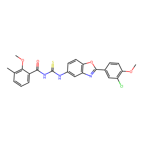 N-((2-(3-chloro-4-methoxyphenyl)benzo[d]oxazol-5-yl)carbamothioyl)-2-methoxy-3-methylbenzamide structure