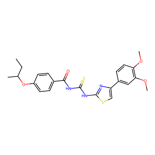 4-(butan-2-yloxy)-N-{[4-(3,4-dimethoxyphenyl)-1,3-thiazol-2-yl]carbamothioyl}benzamide structure