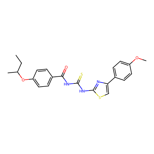 4-(butan-2-yloxy)-N-{[4-(4-methoxyphenyl)-1,3-thiazol-2-yl]carbamothioyl}benzamide structure