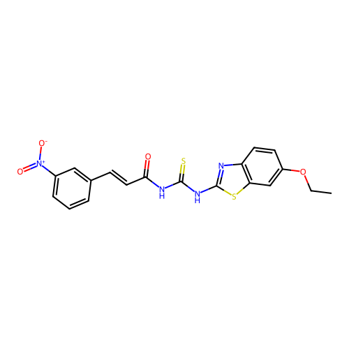 (E)-N-[(6-ethoxy-1,3-benzothiazol-2-yl)carbamothioyl]-3-(3-nitrophenyl)prop-2-enamide structure