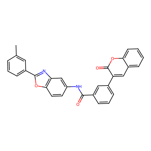N-[2-(3-methylphenyl)-1,3-benzoxazol-5-yl]-3-(2-oxo-2H-chromen-3-yl)benzamide structure