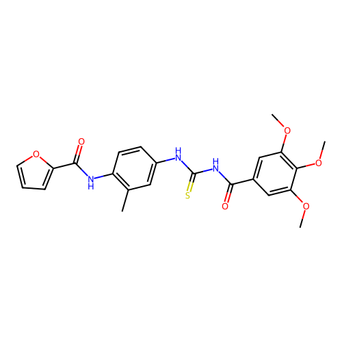 N-(2-methyl-4-(3-(3,4,5-trimethoxybenzoyl)thioureido)phenyl)furan-2-carboxamide structure