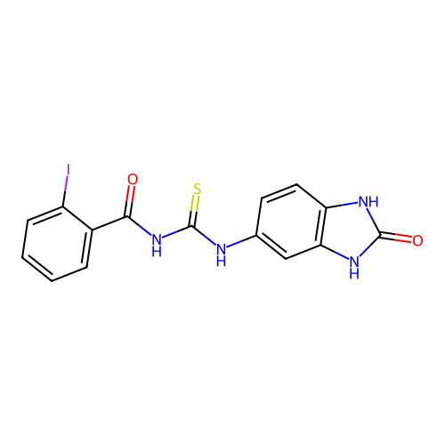 2-iodo-N-[(2-oxo-2,3-dihydro-1H-benzimidazol-5-yl)carbamothioyl]benzamide structure