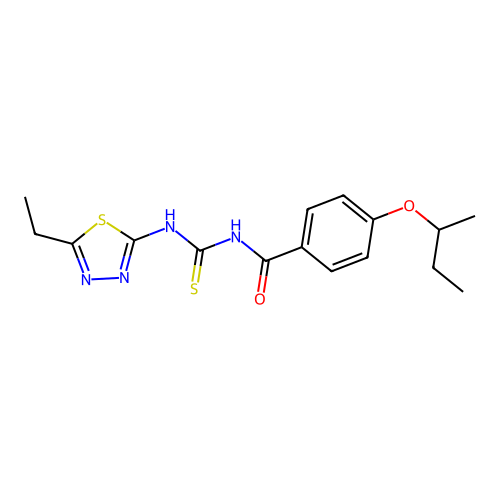 4-(butan-2-yloxy)-N-[(5-ethyl-1,3,4-thiadiazol-2-yl)carbamothioyl]benzamide structure