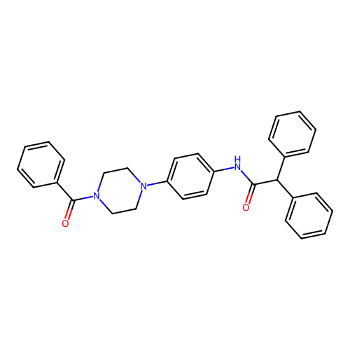N-(4-(4-benzoylpiperazin-1-yl)phenyl)-2,2-diphenylacetamide structure