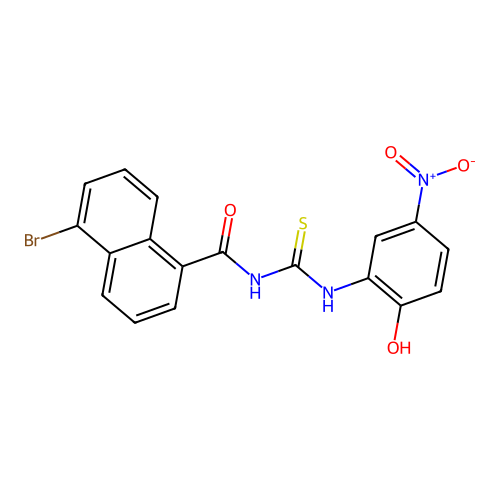 5-bromo-N-[(2-hydroxy-5-nitrophenyl)carbamothioyl]naphthalene-1-carboxamide structure