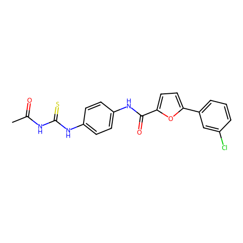 N-(4-(3-acetylthioureido)phenyl)-5-(3-chlorophenyl)furan-2-carboxamide structure