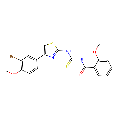 N-((4-(3-bromo-4-methoxyphenyl)thiazol-2-yl)carbamothioyl)-2-methoxybenzamide structure