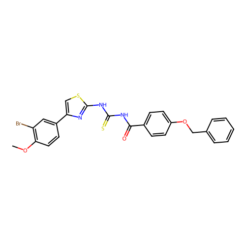 4-(benzyloxy)-N-((4-(3-bromo-4-methoxyphenyl)thiazol-2-yl)carbamothioyl)benzamide structure