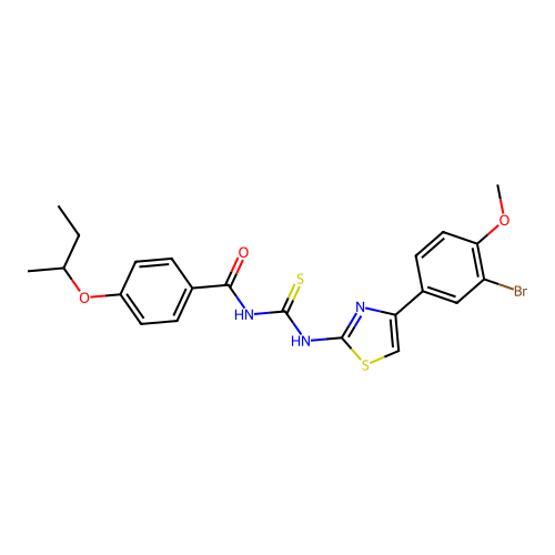 N-{[4-(3-bromo-4-methoxyphenyl)-1,3-thiazol-2-yl]carbamothioyl}-4-(butan-2-yloxy)benzamide structure