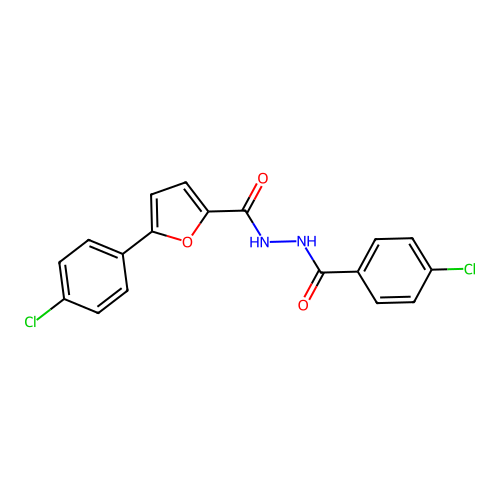 5-(4-chlorophenyl)-N'-[(4-chlorophenyl)carbonyl]furan-2-carbohydrazide structure