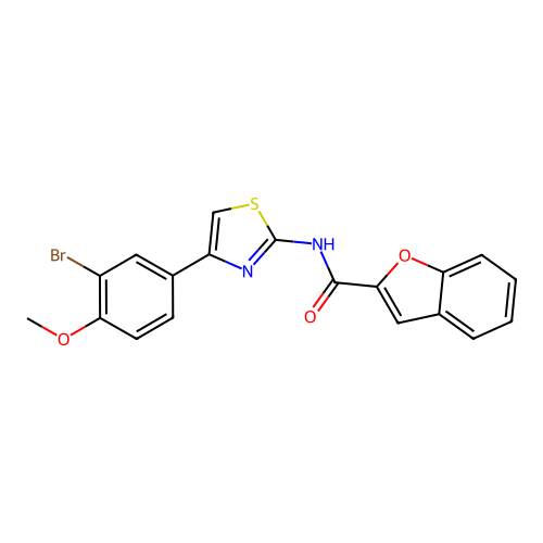 N-[4-(3-bromo-4-methoxyphenyl)-1,3-thiazol-2-yl]-1-benzofuran-2-carboxamide structure
