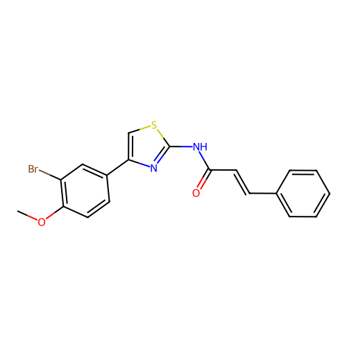 (2E)-N-[4-(3-bromo-4-methoxyphenyl)-1,3-thiazol-2-yl]-3-phenylprop-2-enamide structure