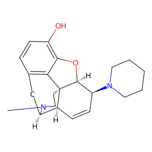 Morphinan-3-ol, 7,8-didehydro-4,5-alpha-epoxy-17-methyl-6-alpha-piperidino- structure
