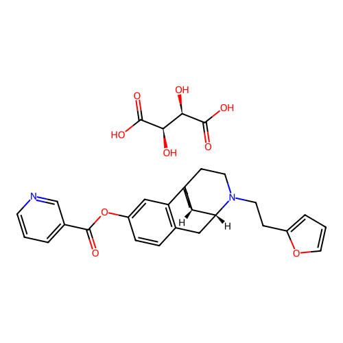 Morphinan-3-ol, 17-(2-(2-furyl)ethyl)-, nicotinate (ester), tartrate, (-)- structure