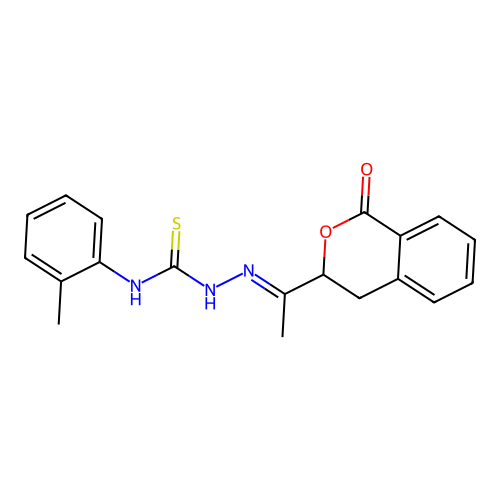 (E)-2-(1-(1-oxoisochroman-3-yl)ethylidene)-N-(o-tolyl)hydrazinecarbothioamide structure