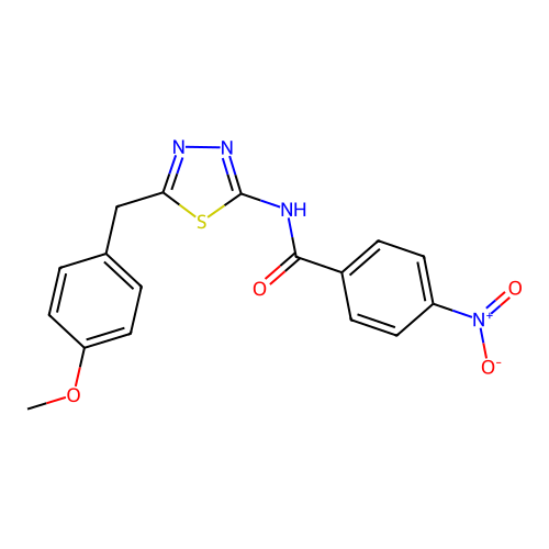 N-[5-(4-methoxybenzyl)-1,3,4-thiadiazol-2-yl]-4-nitrobenzamide structure