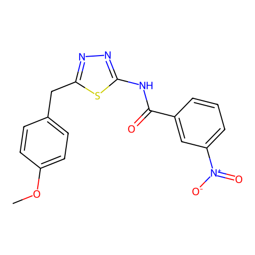 N-(5-(4-methoxybenzyl)-1,3,4-thiadiazol-2-yl)-3-nitrobenzamide structure