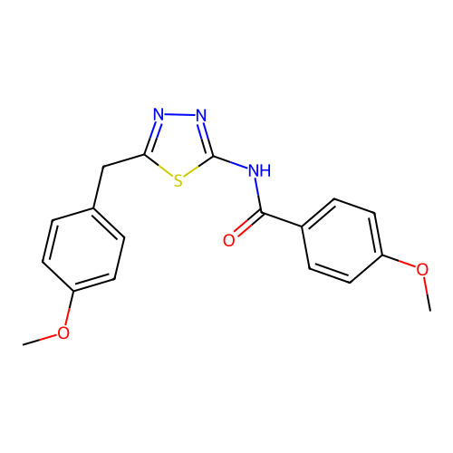 4-methoxy-N-[(2Z)-5-(4-methoxybenzyl)-1,3,4-thiadiazol-2(3H)-ylidene]benzamide structure