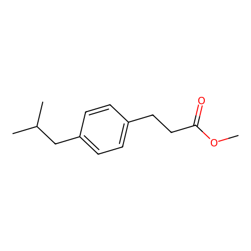 Benzenepropanoic acid, 4-(2-methylpropyl)-, methyl ester structure