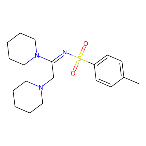 N-[(1E)-1,2-di(piperidin-1-yl)ethylidene]-4-methylbenzenesulfonamide structure