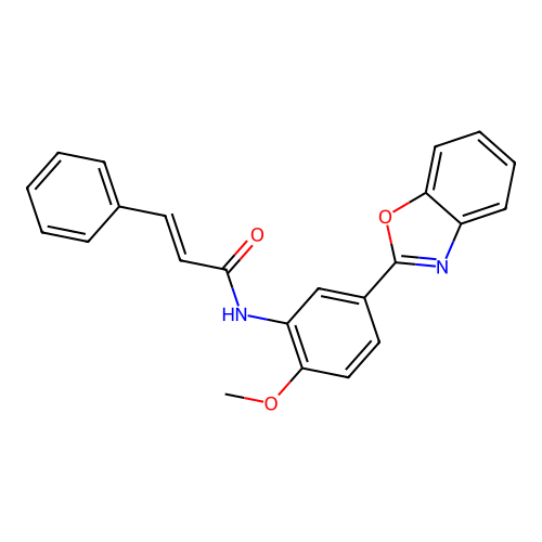 (2E)-N-[5-(1,3-benzoxazol-2-yl)-2-methoxyphenyl]-3-phenylprop-2-enamide structure