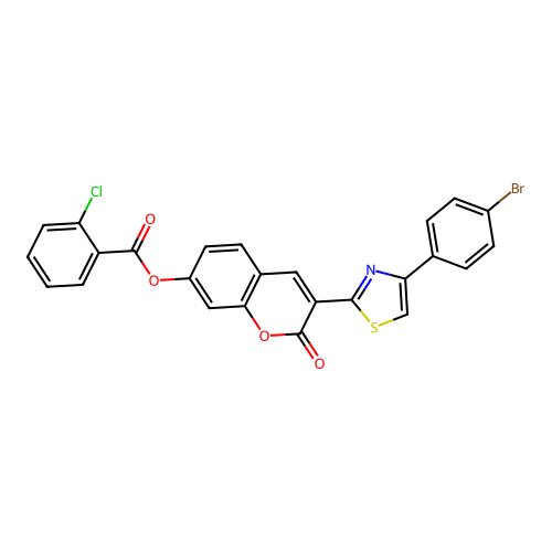 3-[4-(4-bromophenyl)-1,3-thiazol-2-yl]-2-oxo-2H-chromen-7-yl 2-chlorobenzoate structure