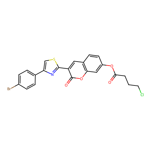 3-[4-(4-bromophenyl)-1,3-thiazol-2-yl]-2-oxo-2H-chromen-7-yl 4-chlorobutanoate structure