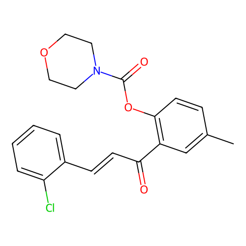 2-[(2E)-3-(2-chlorophenyl)prop-2-enoyl]-4-methylphenyl morpholine-4-carboxylate structure