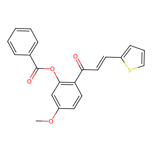 5-methoxy-2-[(2E)-3-(thiophen-2-yl)prop-2-enoyl]phenyl benzoate structure