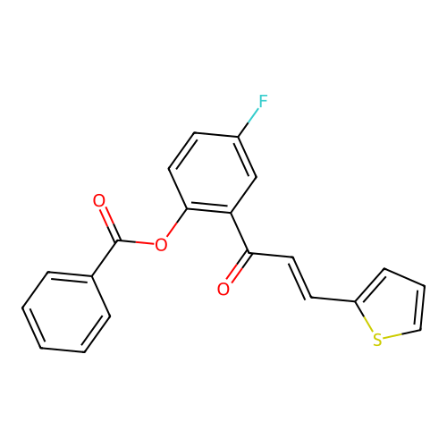 4-fluoro-2-[(2E)-3-(thiophen-2-yl)prop-2-enoyl]phenyl benzoate structure
