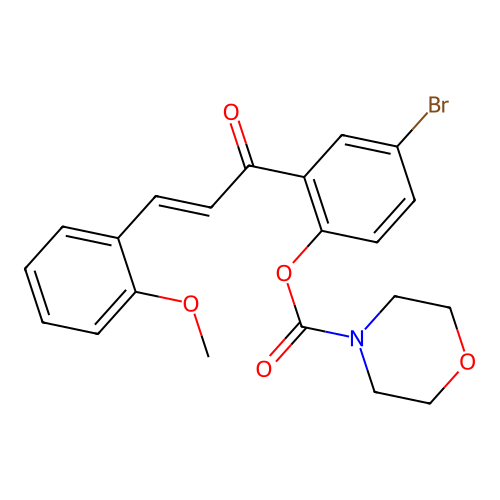 4-bromo-2-[(2E)-3-(2-methoxyphenyl)prop-2-enoyl]phenyl morpholine-4-carboxylate structure