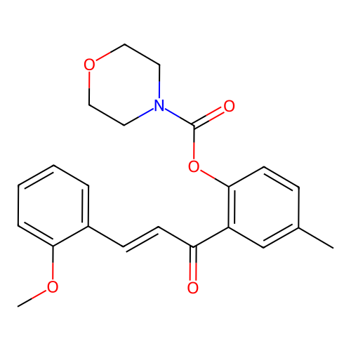 (E)-2-(3-(2-methoxyphenyl)acryloyl)-4-methylphenyl morpholine-4-carboxylate structure