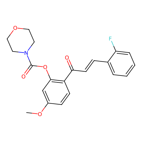 2-[(2E)-3-(2-fluorophenyl)prop-2-enoyl]-5-methoxyphenyl morpholine-4-carboxylate structure