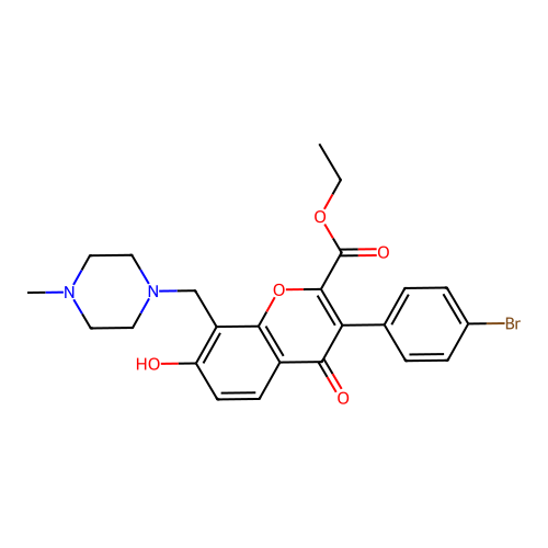 3-(4-Bromo-phenyl)-7-hydroxy-8-(4-methyl-piperazin-1-ylmethyl)-4-oxo-4H-chromene-2-carboxylic acid  ethyl ester structure