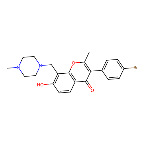 3-(4-bromophenyl)-7-hydroxy-2-methyl-8-[(4-methylpiperazin-1-yl)methyl]-4H-chromen-4-one structure